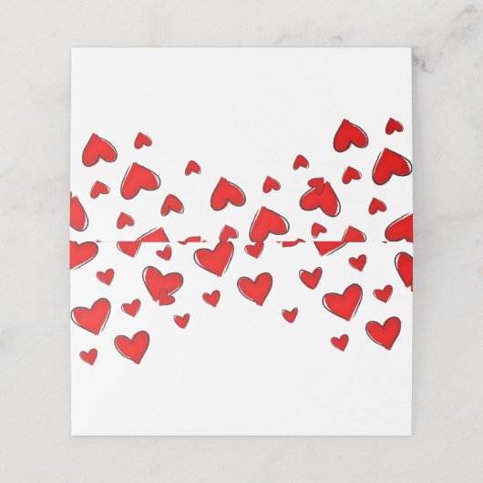 Carte De Placement Romantique Coeurs rouges Saint Valentin (Extérieur déplié)