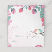 Carte De Placement Romantique rose & bleu inséparable botanique (Extérieur déplié)