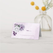 Carte De Placement Romantique violet & blanc fleuri vert (Devant)