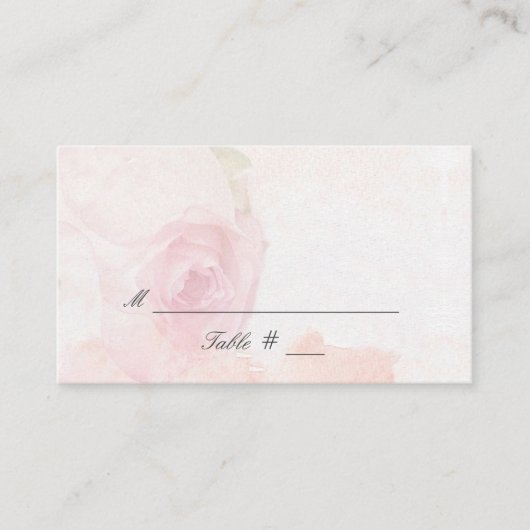 Carte De Placement Rose Aquarelle Blush | Mariage (Devant)