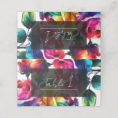 Carte De Placement Rose arc-en-ciel noir et blanc Mariage floral vif (Extérieur déplié)