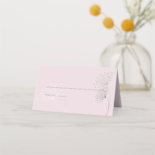 Carte De Placement Rose Avec Fleurs De Doodle Simple (Devant)