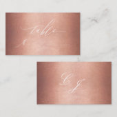 Carte De Placement Rose chic Gold White Script Monogram Mariage (Devant / Derrière)