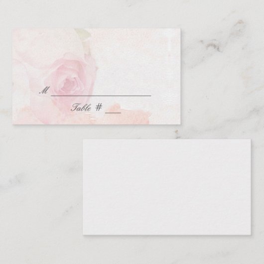 Carte De Placement Rose d'aquarelle | MARIAGE (Devant / Derrière)