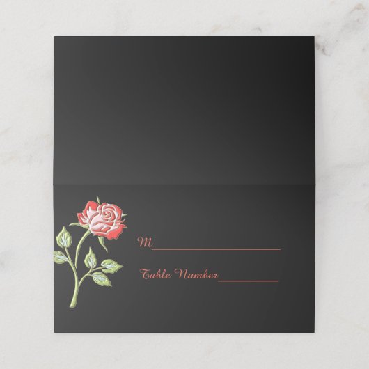 Carte De Placement Rose de couleur simple (Extérieur déplié)