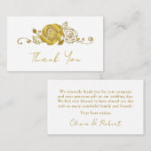 Carte De Placement Rose d'or coule Feuille Merci Mariage (Devant / Derrière)