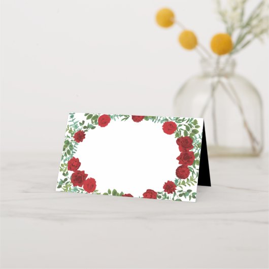 Carte De Placement Rose Floral Black et Red Peony Mariage (Devant)