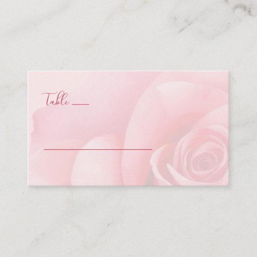 Carte De Placement Rose Florale Rose Romantique (Devant)