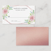 Carte De Placement Rose géométrique chic Gold Foil Mariage floral (Devant / Derrière)