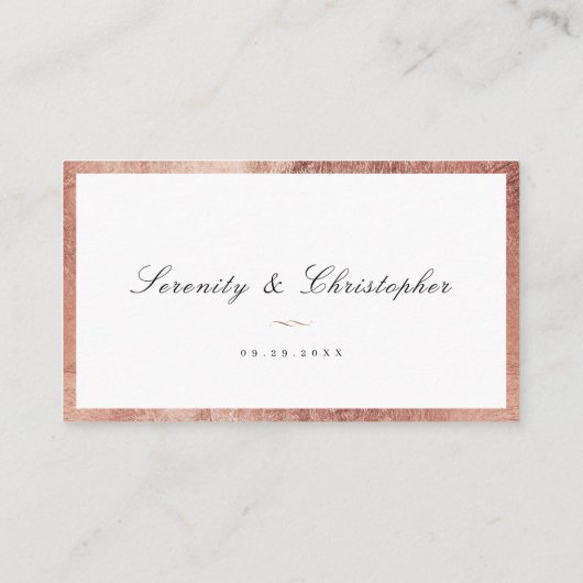Carte De Placement Rose Gold Classic Élégance Script Mariage simple (Dos)