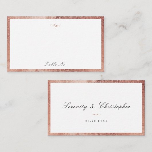Carte De Placement Rose Gold Classic Élégance Script Mariage simple (Devant / Derrière)