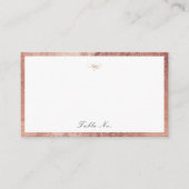 Carte De Placement Rose Gold Classic Élégance Script Mariage simple (Devant)