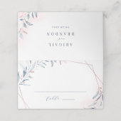 Carte De Placement Rose Gold Dusty Blue Greenery Mariage géométrique (Extérieur déplié)