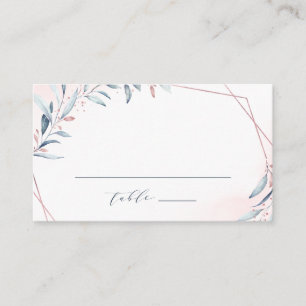 Carte De Placement Rose Gold Dusty Blue Greenery Mariage géométrique