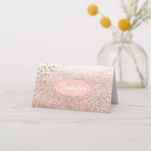 Carte De Placement Rose Gold Faux Parties scintillant Nom Lieu Titula
