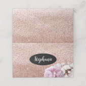 Carte De Placement Rose Gold Faux Parties scintillant Nom Titulaire C (Extérieur déplié)