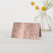 Carte De Placement Rose Gold Feuille de Léopard Glam (Dos)