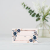 Carte De Placement Rose Gold Navy Blue Dusty rose Floral Mariage (Debout devant)