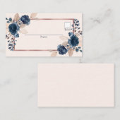 Carte De Placement Rose Gold Navy Blue Dusty rose Floral Mariage (Devant / Derrière)