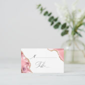 Carte De Placement Rose Gold Parties scintillant noir Script Mariage  (Debout devant)