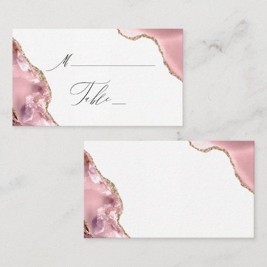 Carte De Placement Rose Gold Parties scintillant noir Script Mariage  (Devant / Derrière)