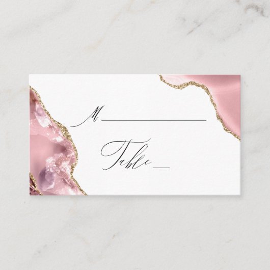 Carte De Placement Rose Gold Parties scintillant noir Script Mariage  (Devant)