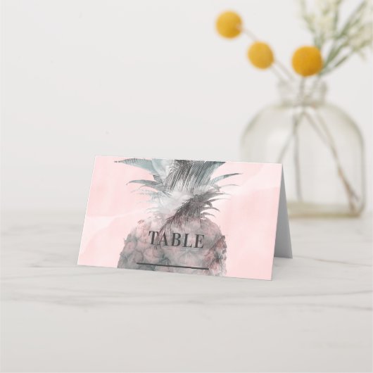Carte De Placement Rose Gold Rose Tropical Pineapple Table Assise (Devant)