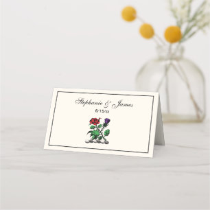 Carte De Placement Rose Héraldique & Chardon Blason Couronne Couleur