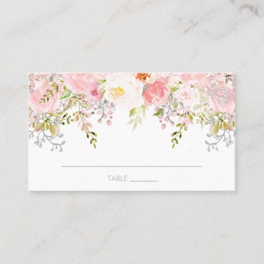 Carte De Placement Rose Jardin rose Aquarelle Floral Plat (Devant)