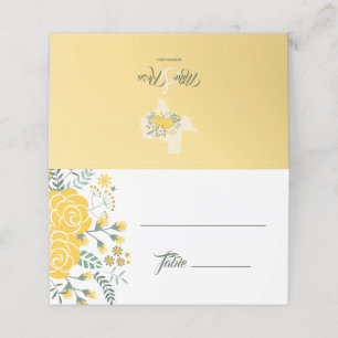 Carte De Placement Rose jaune du Texas - En vichy Mariage d'État