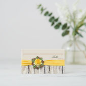 Carte De Placement Rose jaune IMPRIMÉE, Ruban, Burlap (Debout devant)
