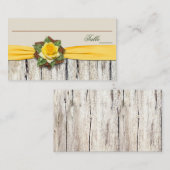 Carte De Placement Rose jaune IMPRIMÉE, Ruban, Burlap (Devant / Derrière)