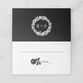 Carte De Placement Rose noir blanc mariage plié escorte (Extérieur déplié)