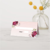 Carte De Placement Rose or bordeaux fleurs mariage (Dos)
