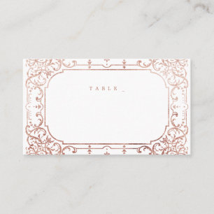 Carte De Placement Rose or élégant romantique orné mariage vintage
