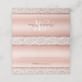 Carte De Placement Rose or métal Damas Monogramme Glam Mariage (Extérieur déplié)