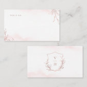 Carte De Placement Rose or simple crête botanique monogramme mariage (Devant / Derrière)