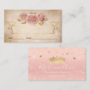 Carte De Placement Rose Pâle Aquarelle Or Rose Élégant Escort