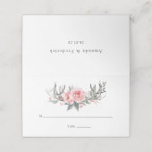 Carte De Placement Rose Pâle et Gris Floral Boho (Extérieur déplié)