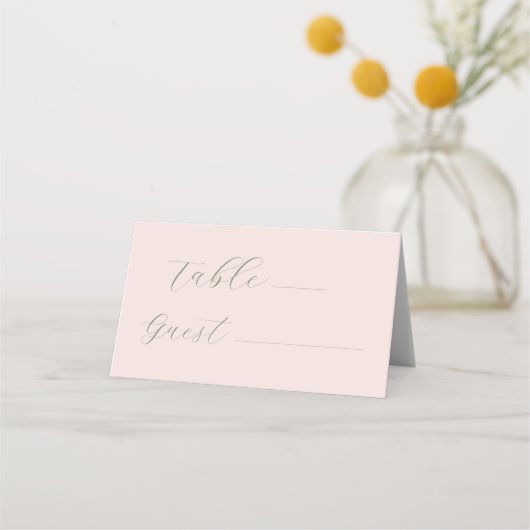 Carte de placement rose pâle et vert foncé (Devant)