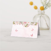 Carte De Placement Rose Papillons Floraux Fleur | Marbre Rose  (Dos)