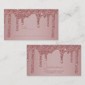 Carte De Placement Rose Parties scintillant or gouttes Quinceanera (Devant / Derrière)