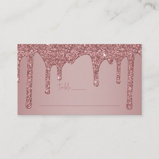 Carte De Placement Rose Parties scintillant or gouttes Quinceanera (Devant)