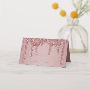 Carte De Placement Rose Parties scintillant or gouttes Quinceanera Ta