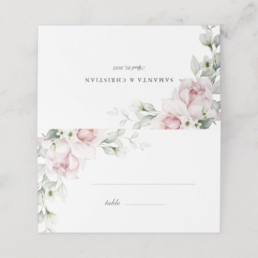 Carte De Placement Rose romantique | Carte de Mariage rose pâle (Extérieur déplié)