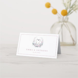 Carte De Placement Rose romantique Swan Couple Mariage
