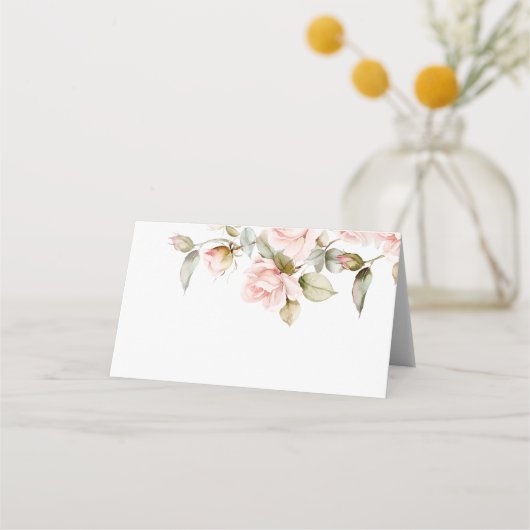 Carte De Placement Rose rose et Mariage vert (Devant)