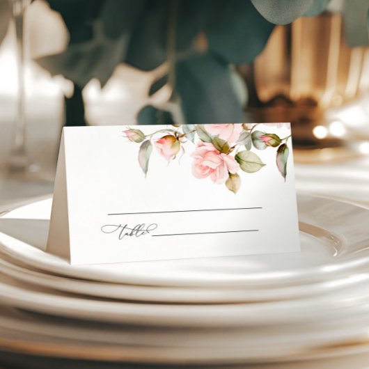 Carte De Placement Rose rose et Mariage vert