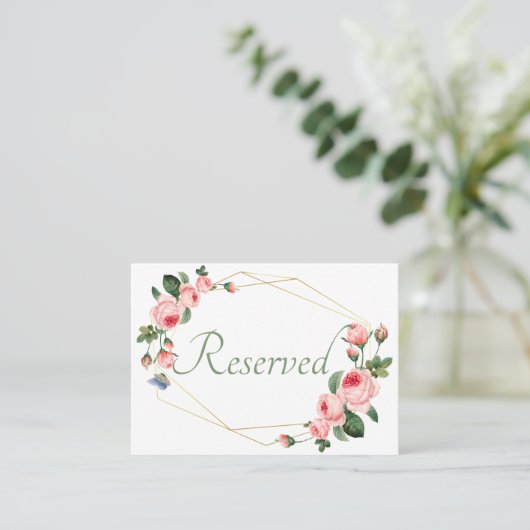 Carte De Placement Rose rose rougissant Floral Mariage élégant (Debout devant)