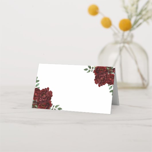 Carte De Placement Rose rouge Bourgogne Nom de la table Carte Place (Devant)